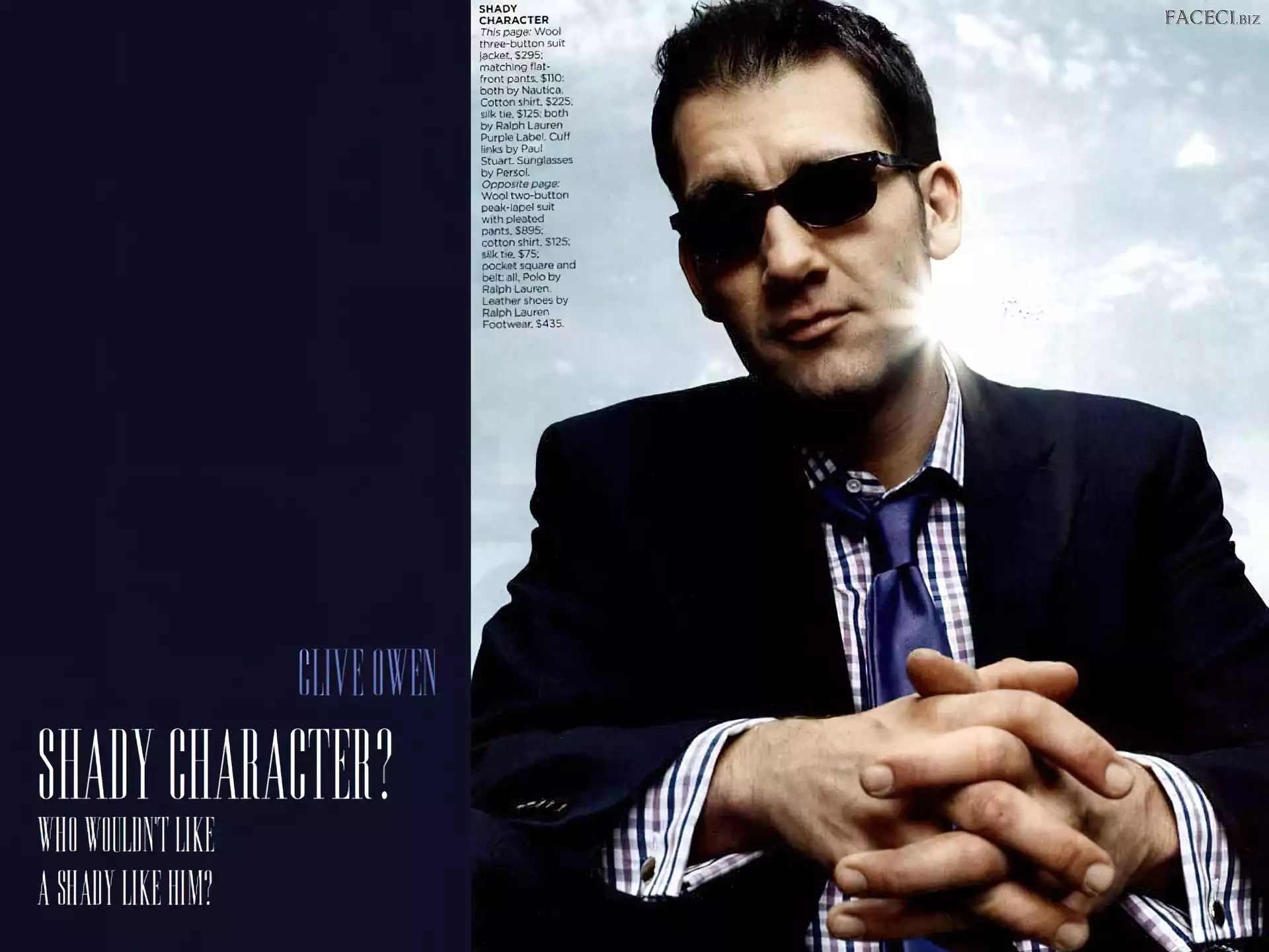 krawat, Clive Owen, okulary